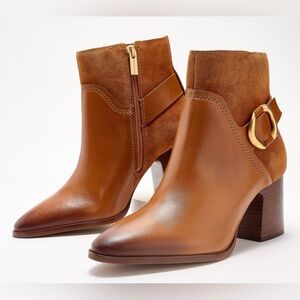 VINCE CAMUTO: EVELANA BOOTS IN GOLDEN WALNUT